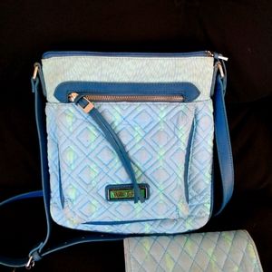 Women's blue Waverly purse and wallet set